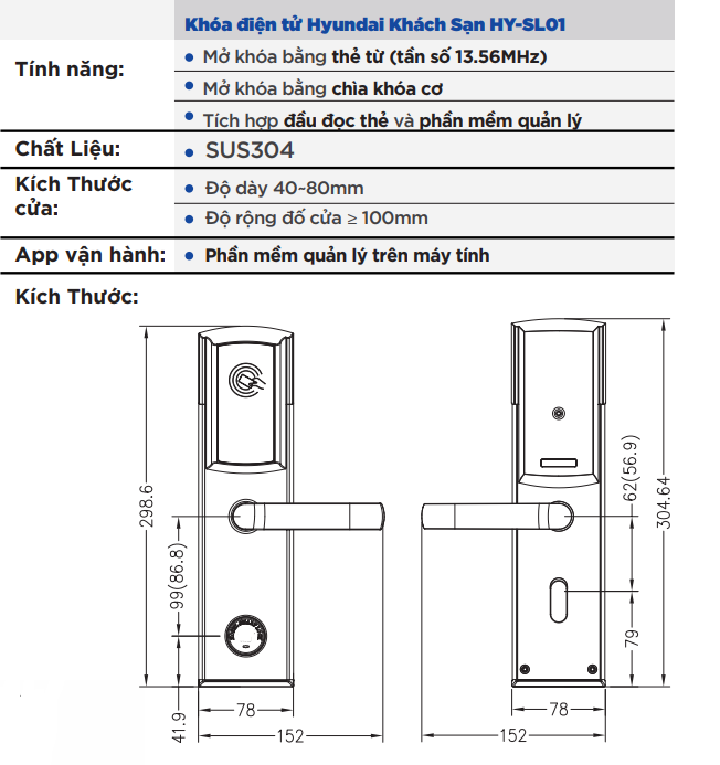 tính năng khoá thẻ từ Hyundai HY-SL01